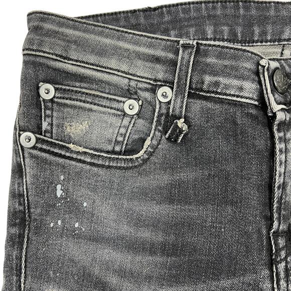 R13 Kate Skinny Jeans Women's 25" Orion Black Paint Splatter Distressed Goth Emo - Picture 13 of 15